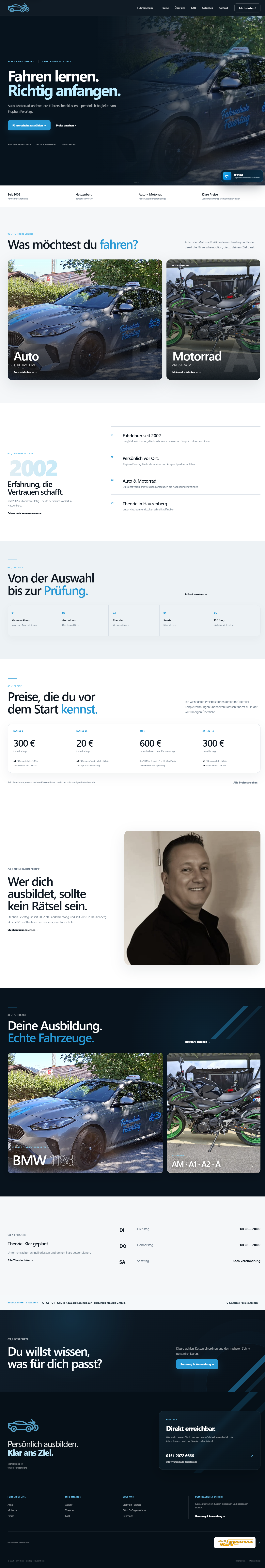 Website-Entwurf der Fahrschule Feiertag